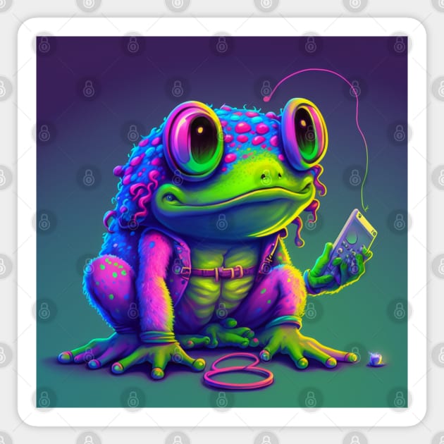 Vapor Wave Frog Sticker by TheArtfulAllie